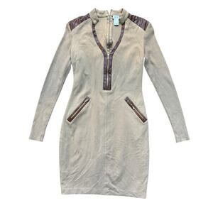 Vintage Cache Women's Tan Brown Faux Leather Bodycon Dress Size 2